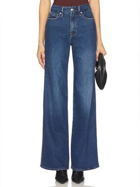 GOOD AMERICAN Good Skate High-Rise Wide Leg Jean in Blue383 4/27
